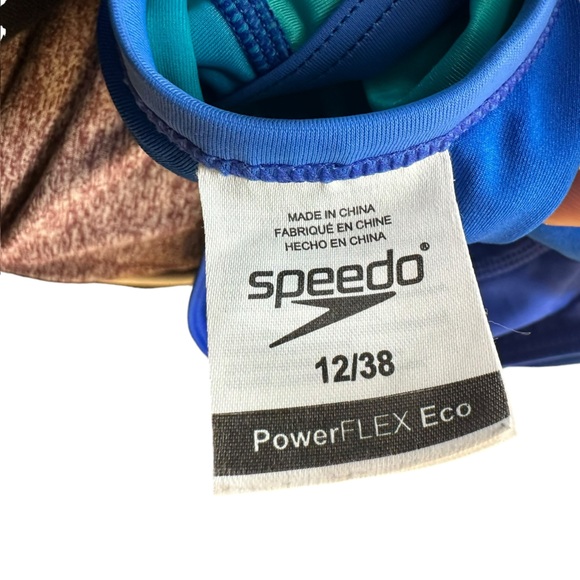 Speedo Women’x 12/38 Blue Ombre one Piece Swimsuit Swim Powerflex Eco Beach Pool - Picture 9 of 16